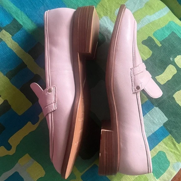 Franco Sarto Edith 2 penny loafer light pink leather wide almond toe block heel - Picture 4 of 16